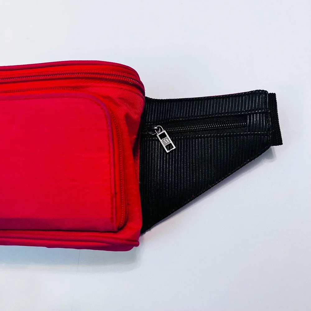 Vintage Mondo Red Fanny Pack Belt Bag Travel Hiking Festival Organizer - Picture 2 of 9